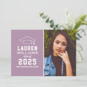 紫モダン写真卒業パーティー 招待状 (スタンド正面)