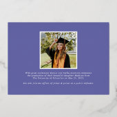 紫モダン写真卒業発表 箔招待状 (裏面)