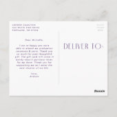 紫モダン写真卒業 ポストカード (裏面)