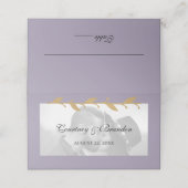紫モダン写真葉金ゴールド結婚s プレイスカード (外部開封)