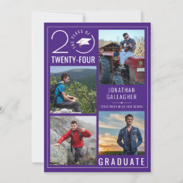 紫モダン卒業写真4枚 案内状
