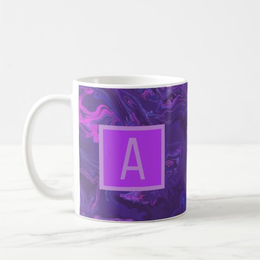 紫モダン大理石抽象芸術 コーヒーマグカップ (左)