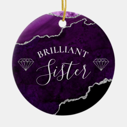 紫モダン大理石瑪瑙ブリリアントシスター セラミックオーナメント (正面)