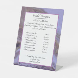 紫モダン大理石美容師価格シート 台座サイン