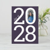 紫モダン学年と写真卒業 案内状 (スタンド正面)