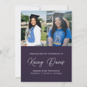 紫モダン学年と写真卒業 案内状 (裏面)