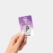 紫モダン幾何学登録ナース写真ID バッジ (手持ち)