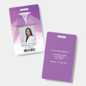 紫モダン幾何学登録ナース写真ID バッジ (正面＆裏面)