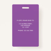 紫モダン幾何学登録ナース写真ID バッジ (裏面)