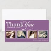 紫モダン感謝してい | 結婚サンキューカード サンキューカード (正面/裏面)
