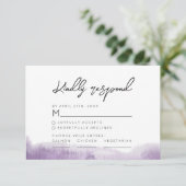 紫モダン抽象芸術水の色結婚の 出欠カード (スタンド正面)