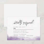 紫モダン抽象芸術水の色結婚の 出欠カード (正面/裏面)
