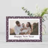 紫モダン星フォトハッピー新年カード シーズンカード (スタンド正面)