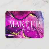 紫モダン桃色のメイクアップ名刺 名刺 (正面)