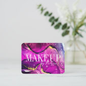 紫モダン桃色のメイクアップ名刺 名刺 (スタンド正面)