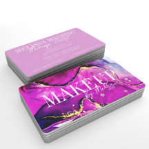 紫モダン桃色のメイクアップ名刺