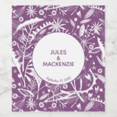 紫モダン植物学結婚院 ワインラベル (シングルラベル)