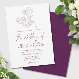 紫モダン植物概要優雅な結婚式 招待状