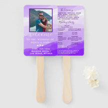 紫モダン水彩写真結婚式プログラムハ