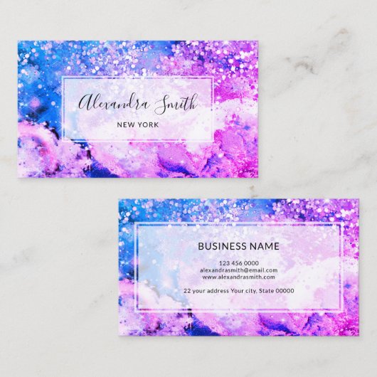 紫モダン水彩化粧アーティスト抽象芸術 名刺 (正面/裏面)