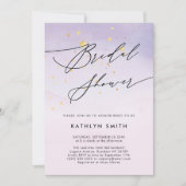 紫モダン水彩書道ブライダルシャワー 招待状 (正面)