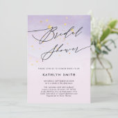 紫モダン水彩書道ブライダルシャワー 招待状 (スタンド正面)