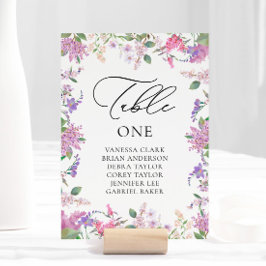 紫モダン水彩野花結婚の テーブルナンバー