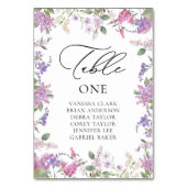 紫モダン水彩野花結婚の テーブルナンバー (正面)