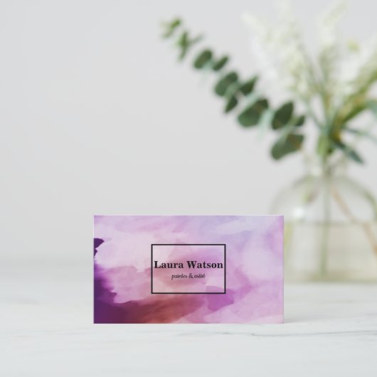 紫モダン水色カスタマイズ 名刺 (スタンド正面)