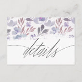 紫モダン水色フローラ結婚の詳細 エンクロージャーカード (正面)