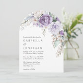 紫モダン水色フローラ結婚式招待状 招待状 (スタンド正面)