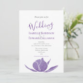 紫モダン水色ロータス結婚フローラ 招待状 (スタンド正面)