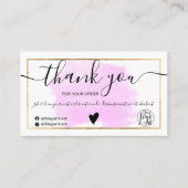 紫モダン水色金ゴールド箔の注文感謝していあなた 名刺 (正面)