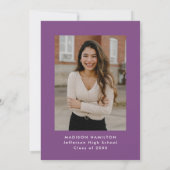 紫モダン波額写真卒業パーティー 招待状 (裏面)