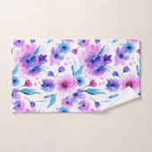 紫モダン海軍フローラ植物水色 バスタオルセット (ハンドタオル)
