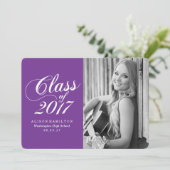 紫モダン無地の | 卒業発表 案内状 (スタンド正面)