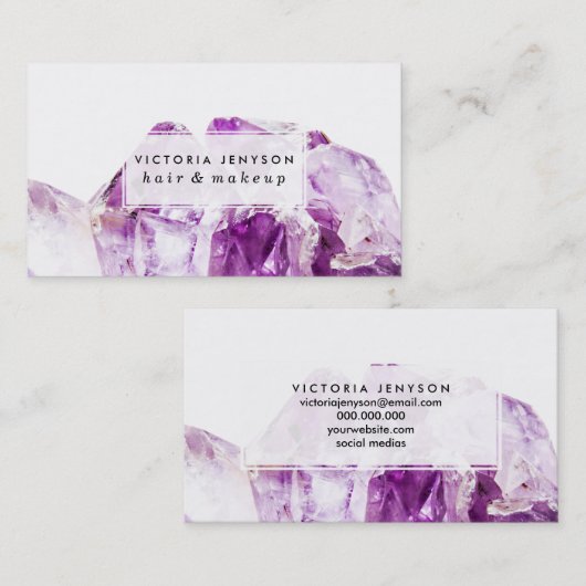 紫モダン瑪瑙アメジスト石 名刺 (正面/裏面)