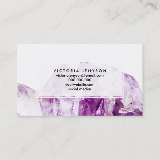 紫モダン瑪瑙アメジスト石 名刺 (裏面)