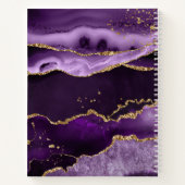 紫モダン瑪瑙金ゴールドグリッタースクリプトモノグラム ノートブック (裏面)