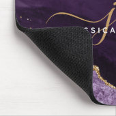 紫モダン瑪瑙金ゴールドグリッタースクリプトモノグラム マウスパッド (コーナー)