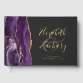 紫モダン瑪瑙金ゴールドスクリプト（濃色） ゲストブック (正面)
