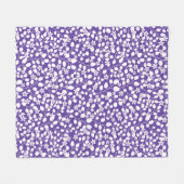 紫モダン白い花のフローラ枝 フリースブランケット (正面(横))