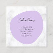 紫モダン白の大理石爪、 ネイル スクエア名刺 (裏面)