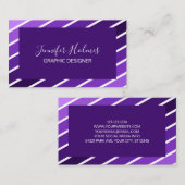 紫モダン白の斜めストライプ名刺 名刺 (正面/裏面)