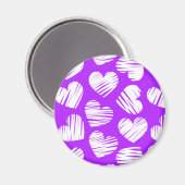 紫モダン白の鳩ハートバレンタインデー マグネット (正面/裏面)