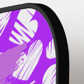 紫モダン白の鳩ハートバレンタイン名 ピックルボールラケット (左詳細)