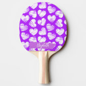 紫モダン白の鳩ハートバレンタイン名 卓球ラケット (裏面)
