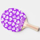 紫モダン白の鳩ハートバレンタイン名 卓球ラケット (横)