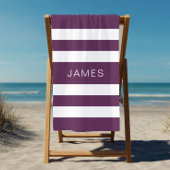 紫モダン白エレガント色のストライプパターン名 ビーチタオル