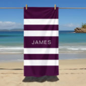紫モダン白エレガント色のストライプパターン名 ビーチタオル